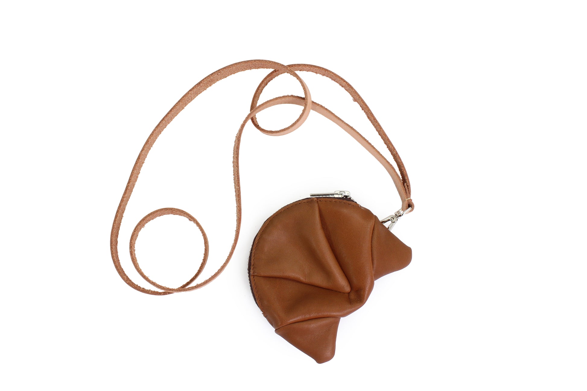 rosamosa croissant coincase brown leather cammello strap