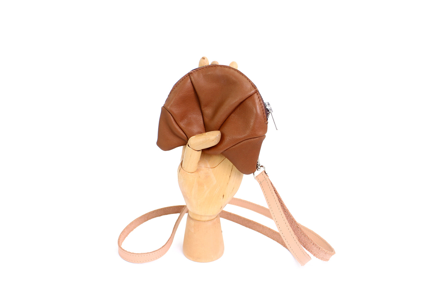 rosamosa croissant coincase brown leather cammello strap