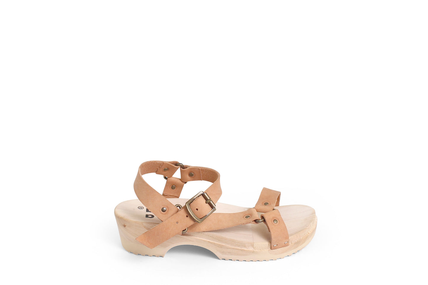 rosamosa donau cammello strap sport wooden clog sandal