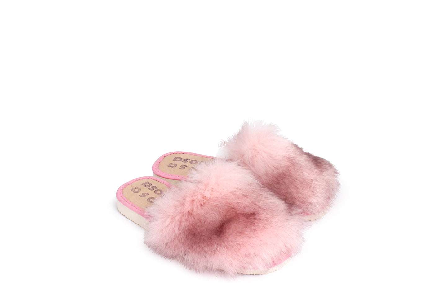 Faux Fur Slippers + Rose