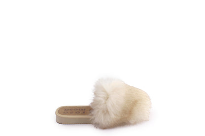 Faux Fur Slippers + White Fox