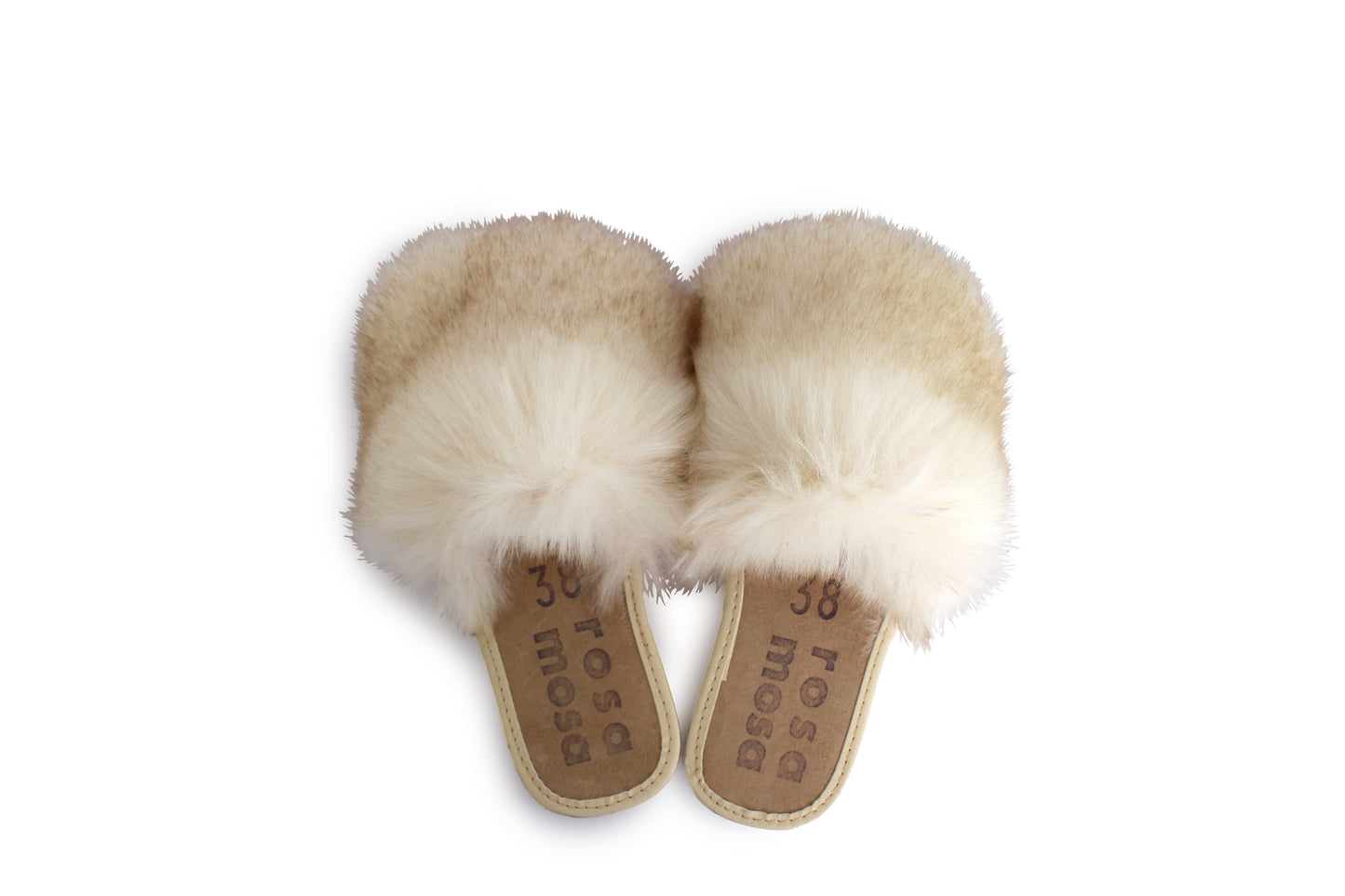 Faux Fur Slippers + White Fox