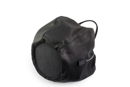 rosamosa round helmet black leather big bag bottom detail