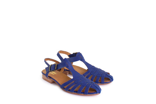 rosamosa weaved blue leather strap sandal 