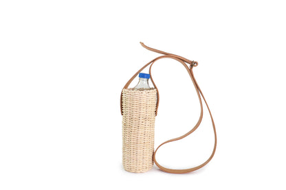 rosamosa cornleaf handwoven cammello leather bottle bag